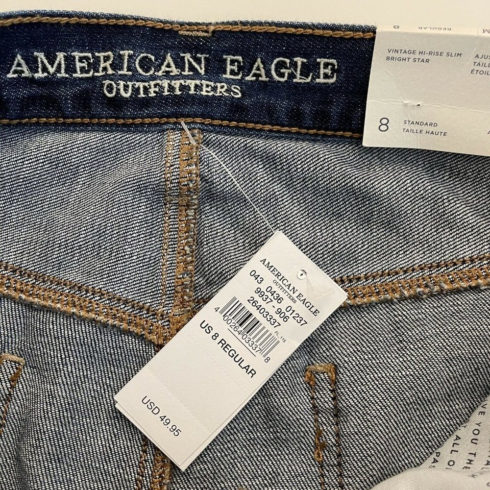 NEW American Eagle Vintage Hi Rise Slim Jeans 8 - Picture 10 of 12